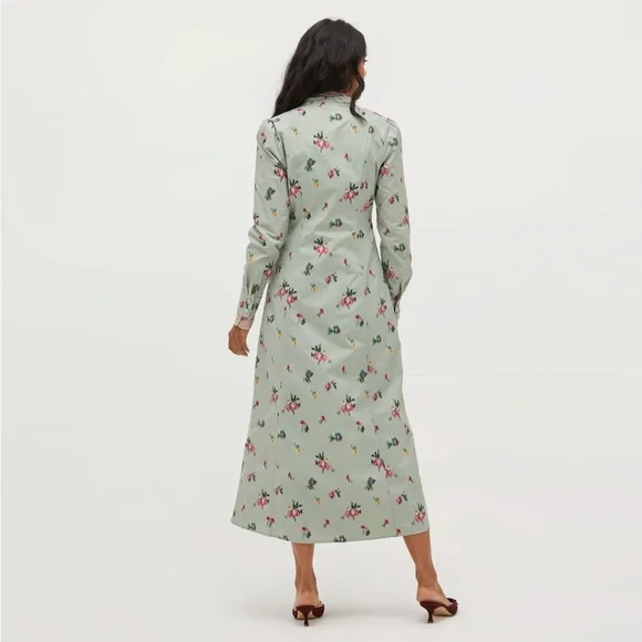 Hill House The Lucienne Dress In Sage Taffeta - Picture 3 of 11